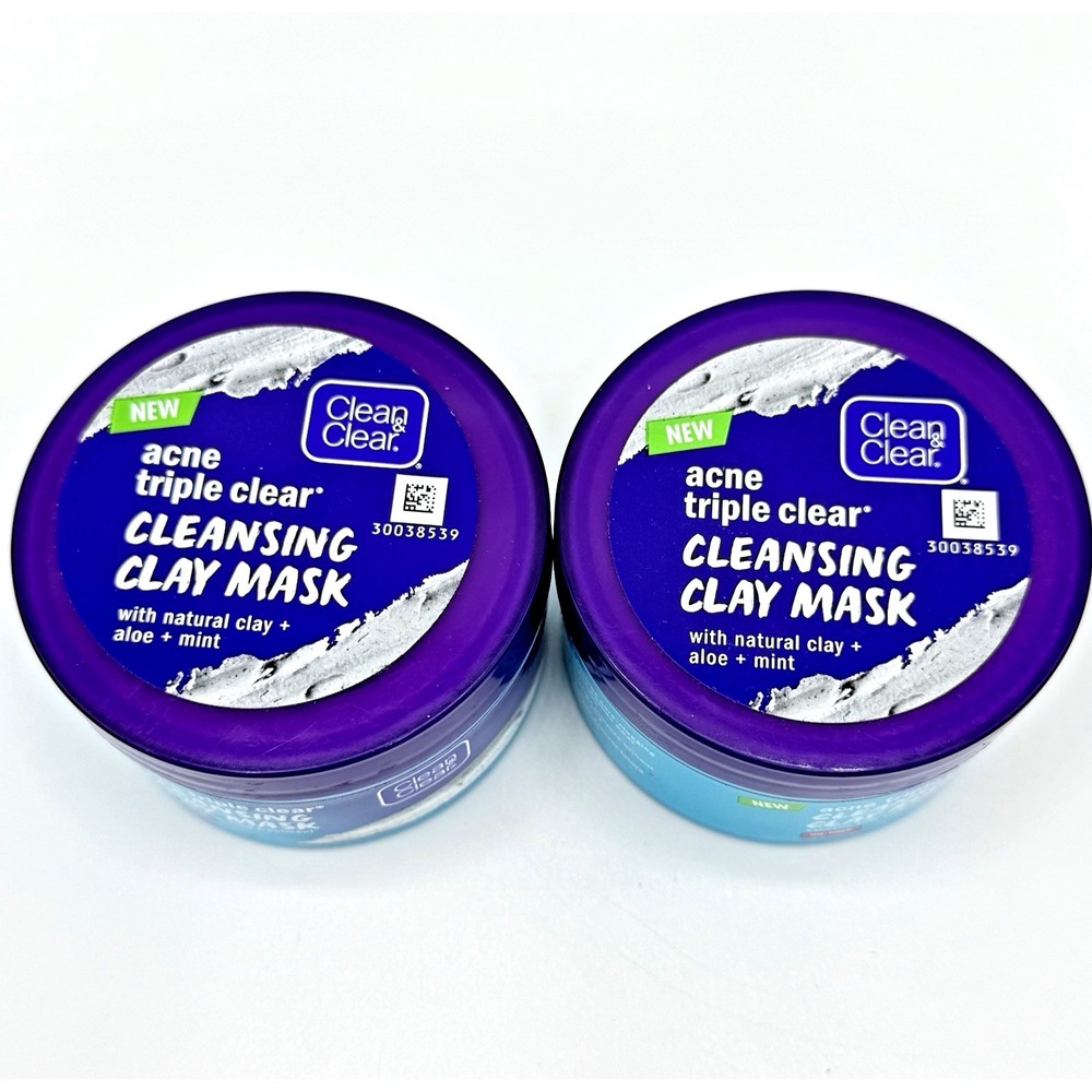 2 x Clean & Clear Acne Triple Clear Cleansing Clay Mask Oil Free 3.5oz NOS - Picture 2 of 8